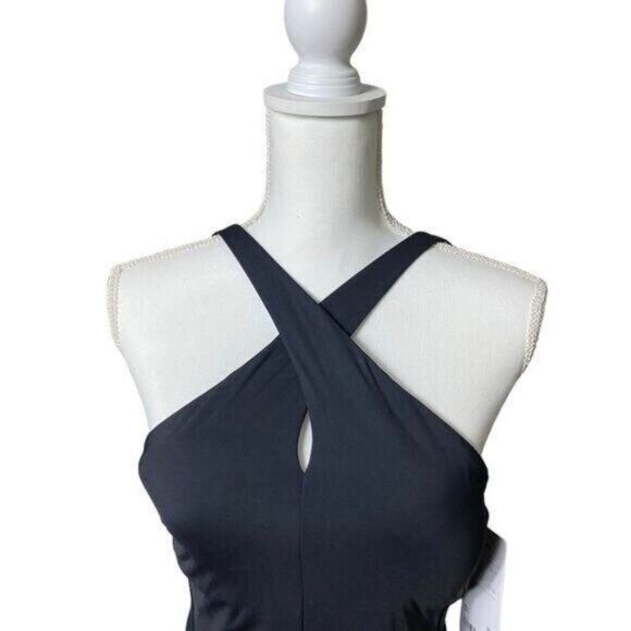 Athleta Crossed Tankini Swim Top Tank Black UPF 50+ Beach Vacation - Picture 6 of 9